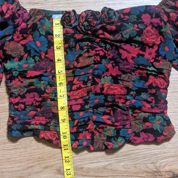 Free People NWOT Oh La La Blouse in Black Floral - Picture 4 of 10